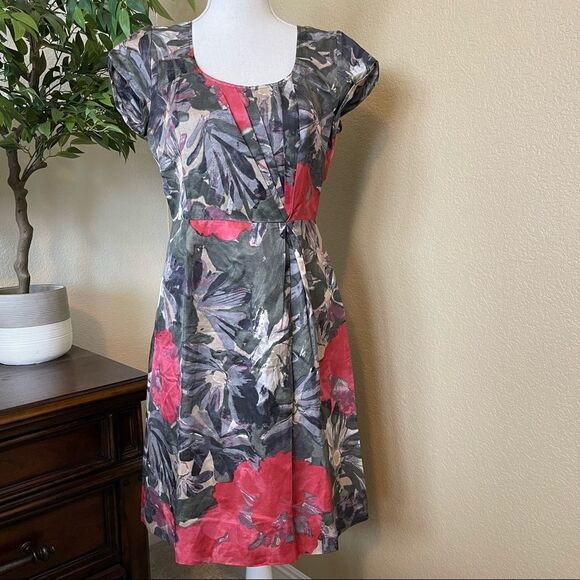 Banana Republic Madmen Begonia Sheath Dress POCKETS Floral Mod Retro Sz 0 - Picture 2 of 3